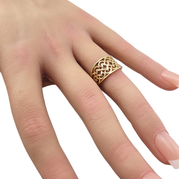 14 Karat Yellow Gold Filigree Ring Band Size 6 #20904 - Picture 6 of 6